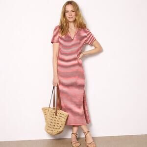 Evereve Velvet By Graham & Spence SZ S Khan Red & White Striped Maxi Dress NWT